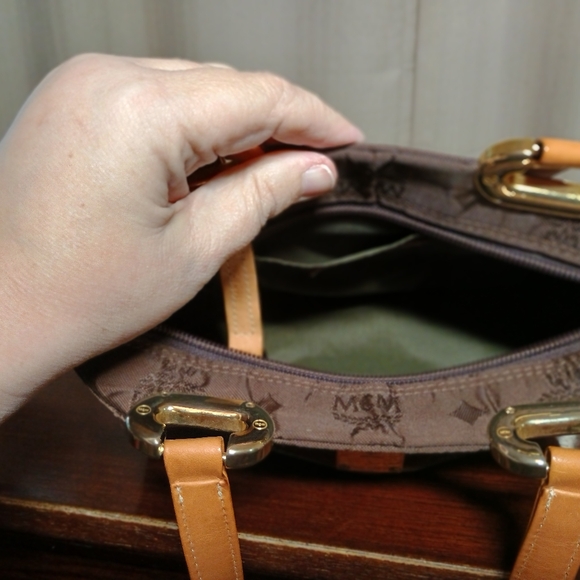 MCM Small Brown Nylon Tote - Picture 5 of 8